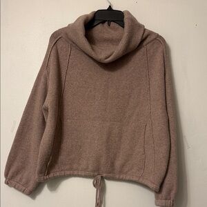 Anthropologie Field Flower Sweater Small Taupe Wooly Cotton Cowl Neck Draped